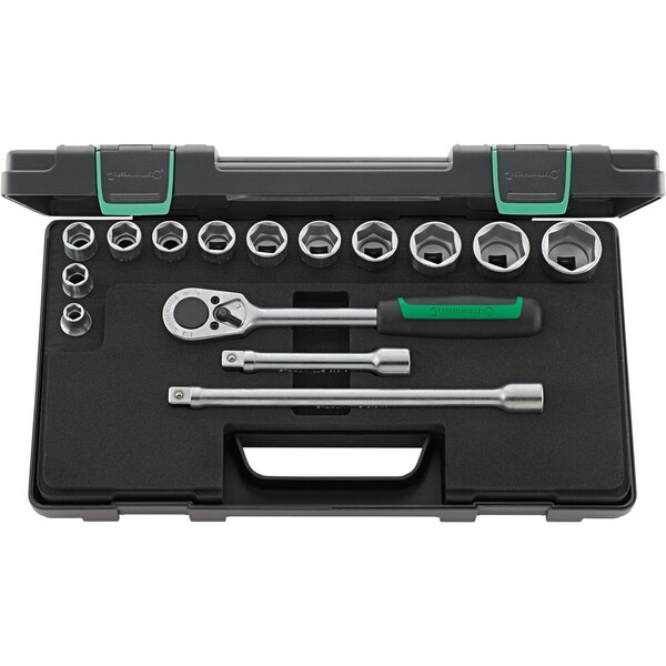 12, 5 mm (1/2") Socket set 15-pcs., 52/12/3 KN